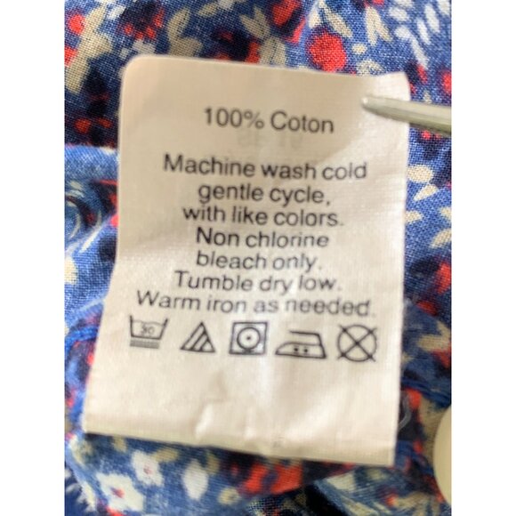 Retro J.Crew Mens Slim Fit Floral Button-Down Shirt L 100% Cotton Blue/Red 7831G - Picture 3 of 7